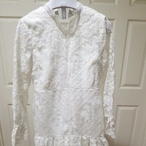White Lace Mini Dress - Size L